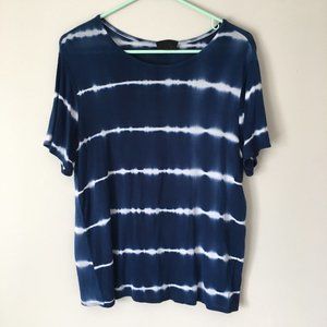 Blue and White Tie Dye Short Sleeve Top